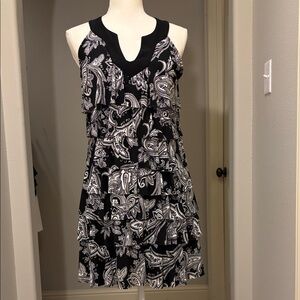 White House Black Market Black and White Paisley Mini Dress